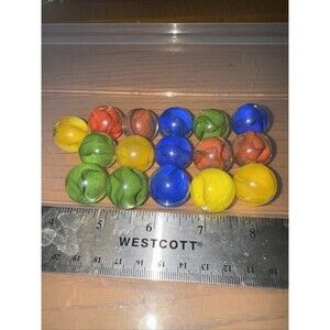 Vintage Marble Lot Colorful Cat Eyes 3/4" 7/8” Yellow Green Blue Red Shooter